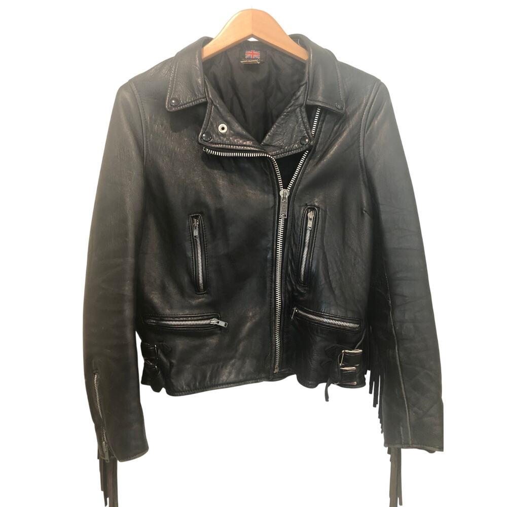 Vintage 80s British Punk/Biker Fringe Jacket  Made in England by Mascot Leathers